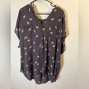 Torrid gray Challis llama print blouse